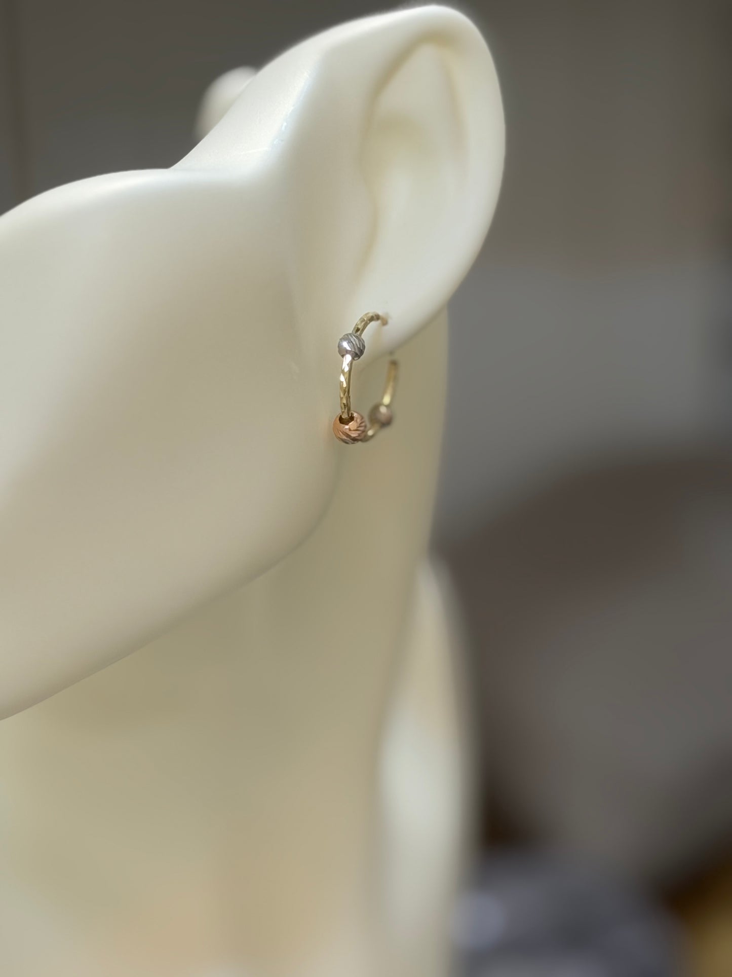 14K Tri-Color Gold Hoop Earrings