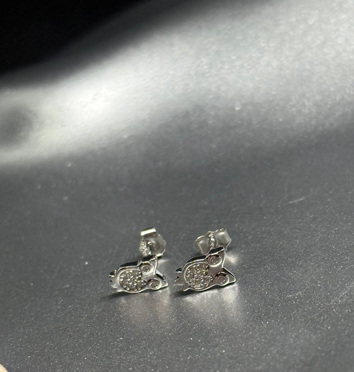 Sterling Silver Kitty Stud Earrings