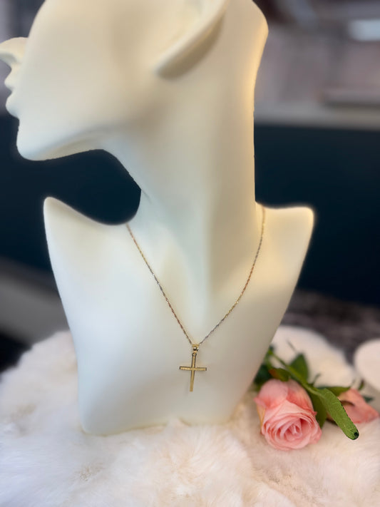 14K Gold Cross Necklace with Chain
