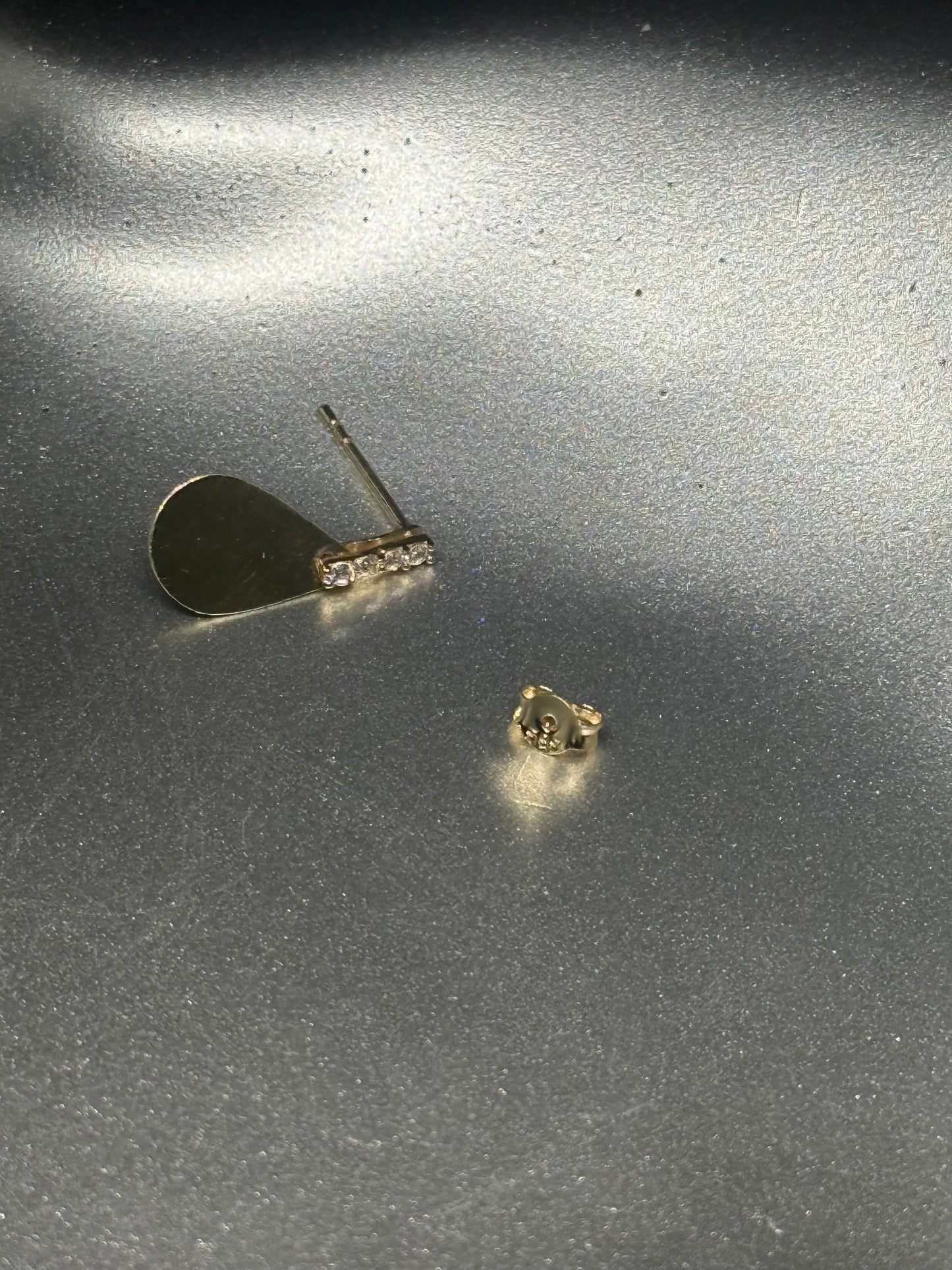 14K Gold Teardrop Shine Earrings — Pink CZ Accent