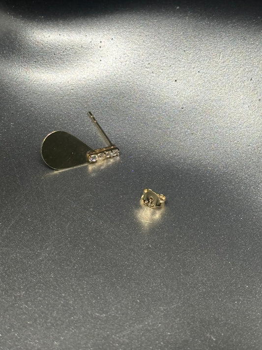 14K Gold Teardrop Shine Earrings — Pink CZ Accent