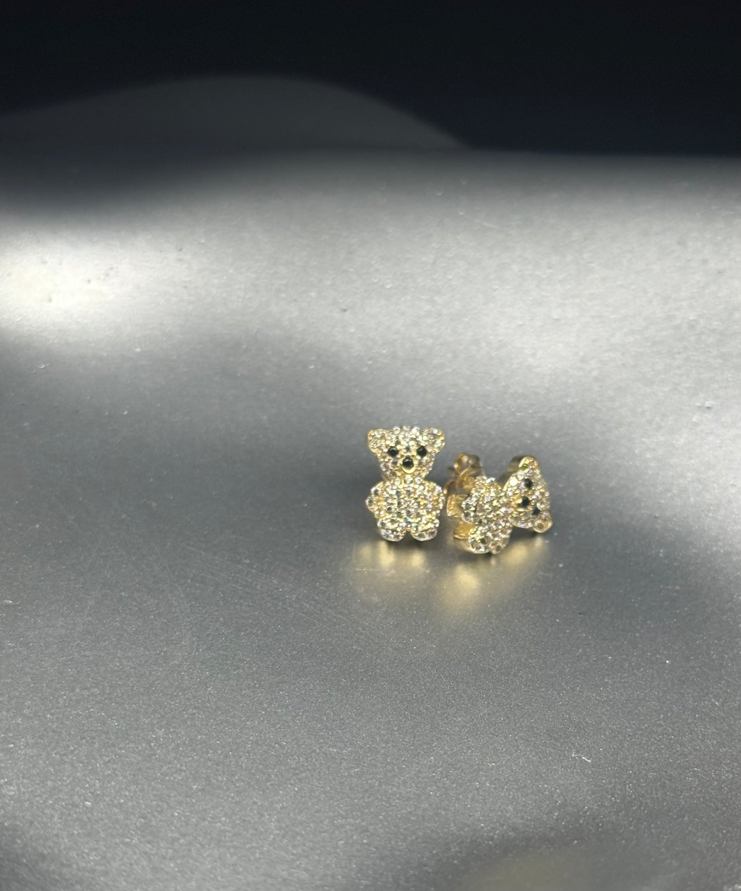 14K Gold Teddy Bear Pavé Studs