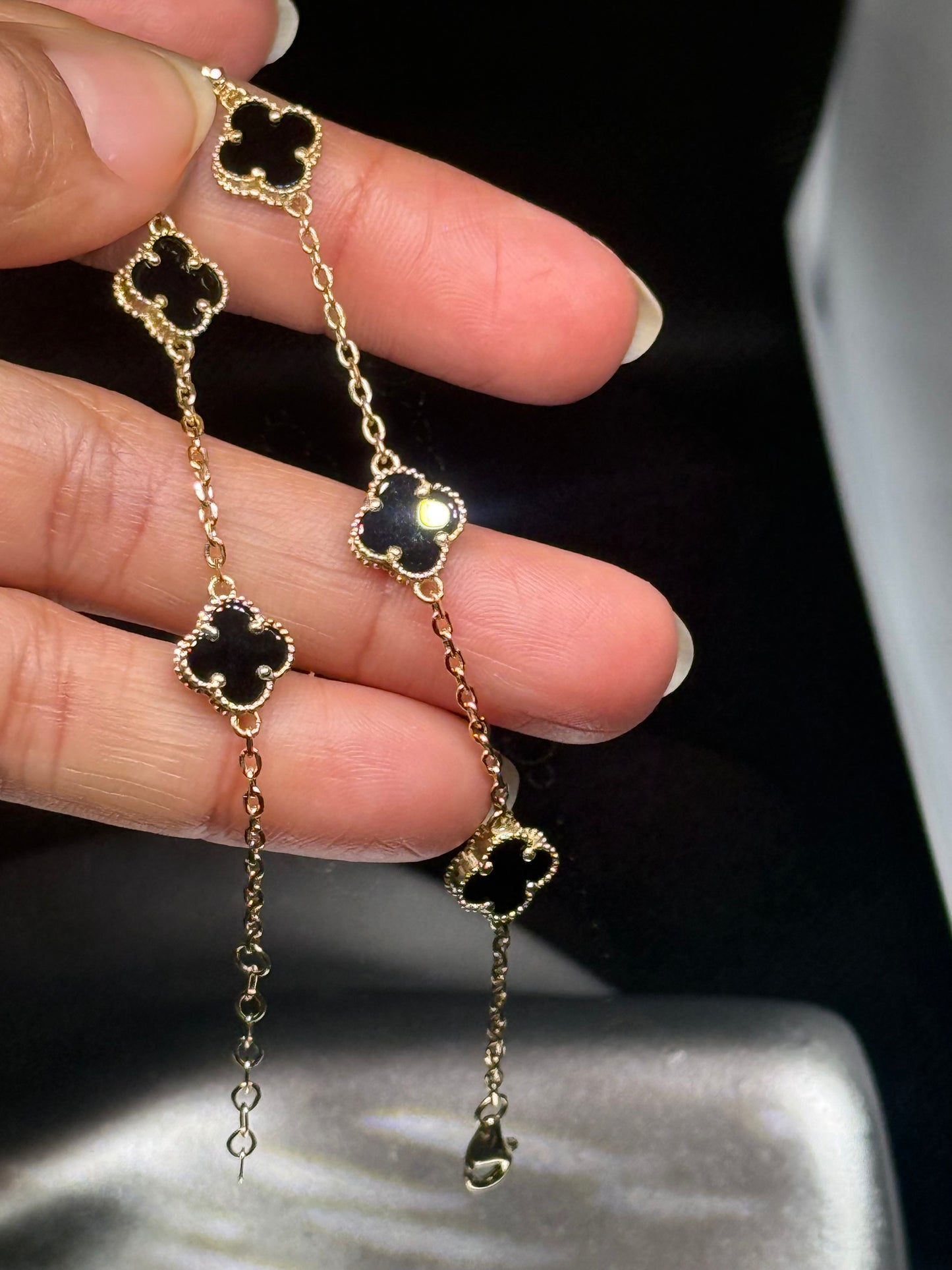 Black Clover Bracelet – 14K Solid Gold