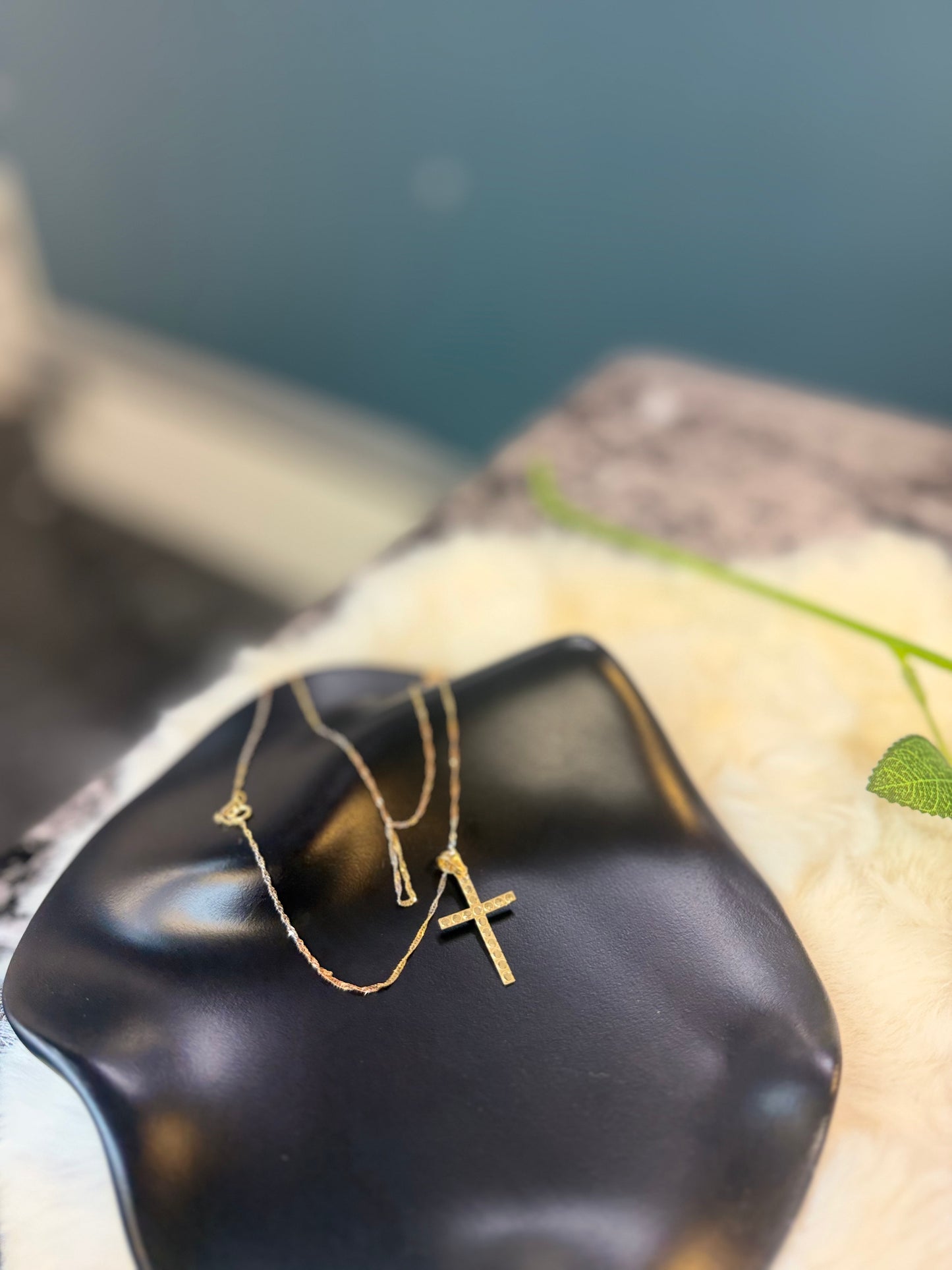 14K Gold Cross Necklace with Chain