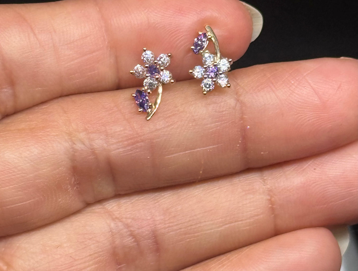 Lavender Bloom 14K Gold Earrings