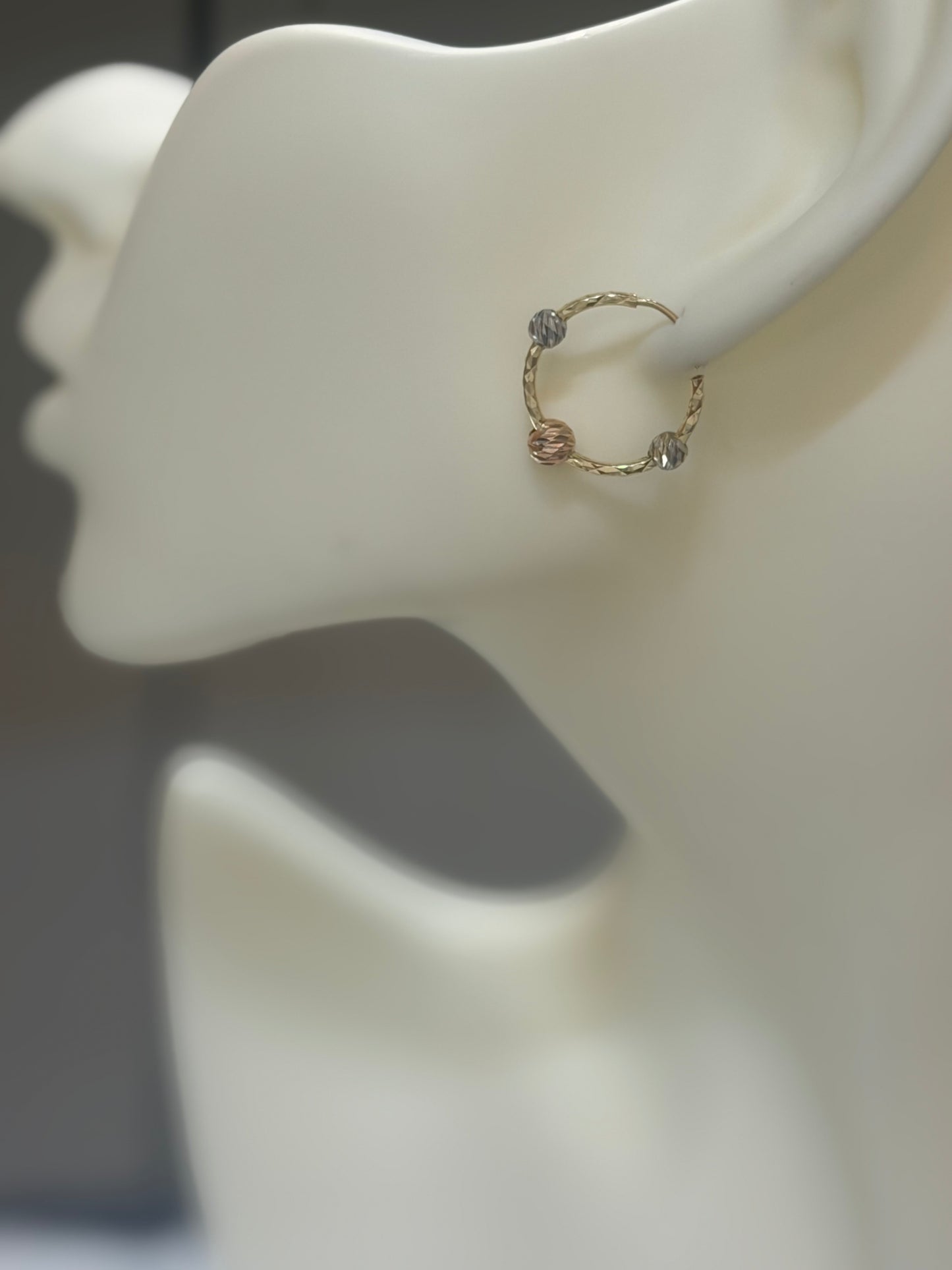 14K Tri-Color Gold Hoop Earrings