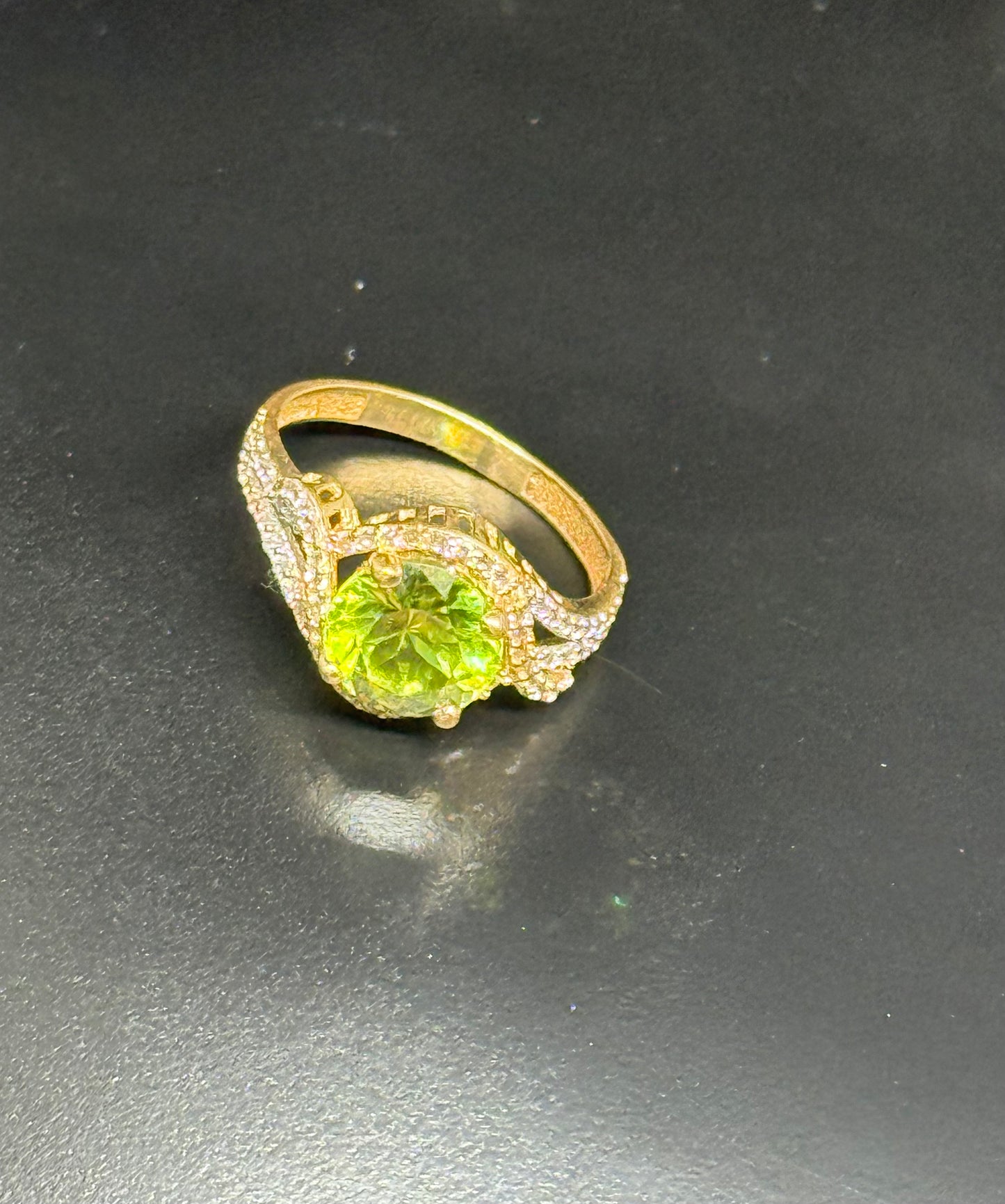 14K Peridot Halo Ring