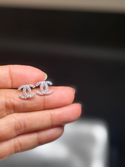 Silver Double-C Style Earrings