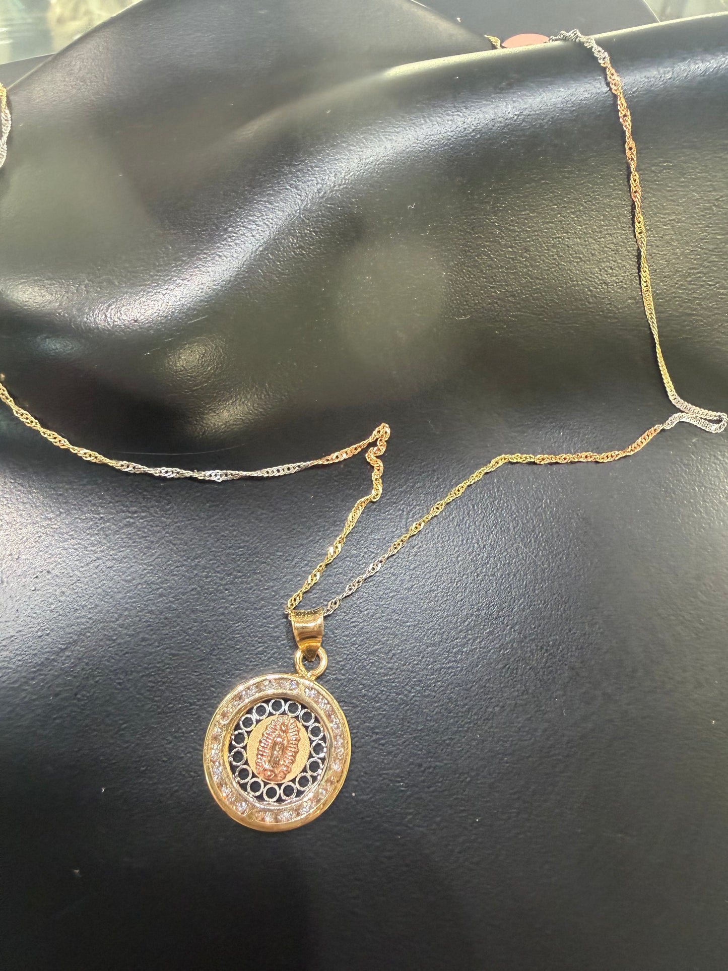14K gold Tricolor Virgin of Guadalupe Necklace – Faith Collection