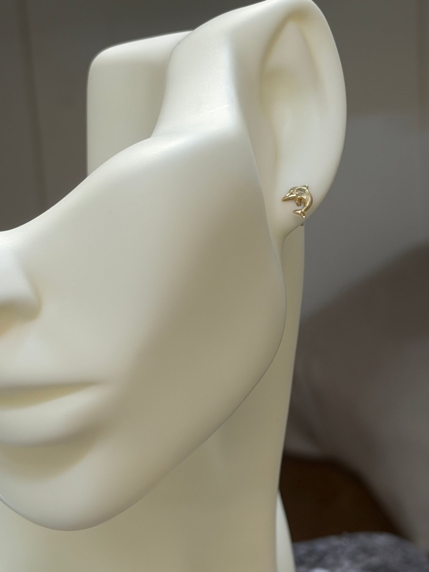 14K Gold Dolphin Stud Earrings