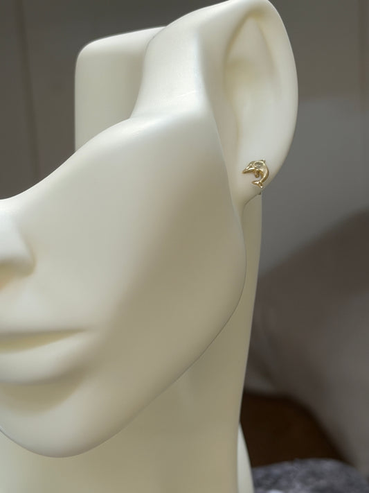 14K Gold Dolphin Stud Earrings