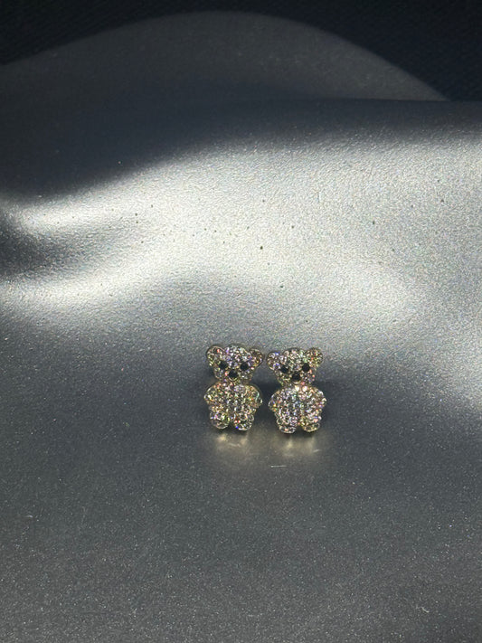 14K Gold Teddy Bear Pavé Studs