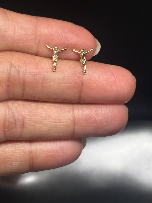 Mini Jesús Studs — 14K Gold