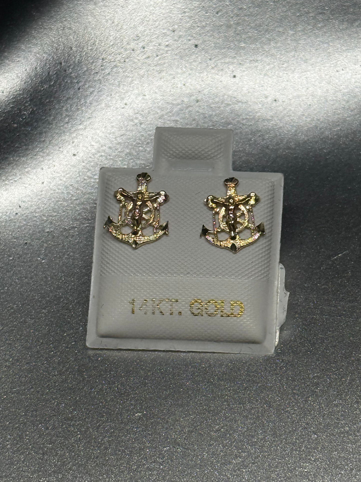14K Mini Anchor Earrings – Strength & Serenity in Gold