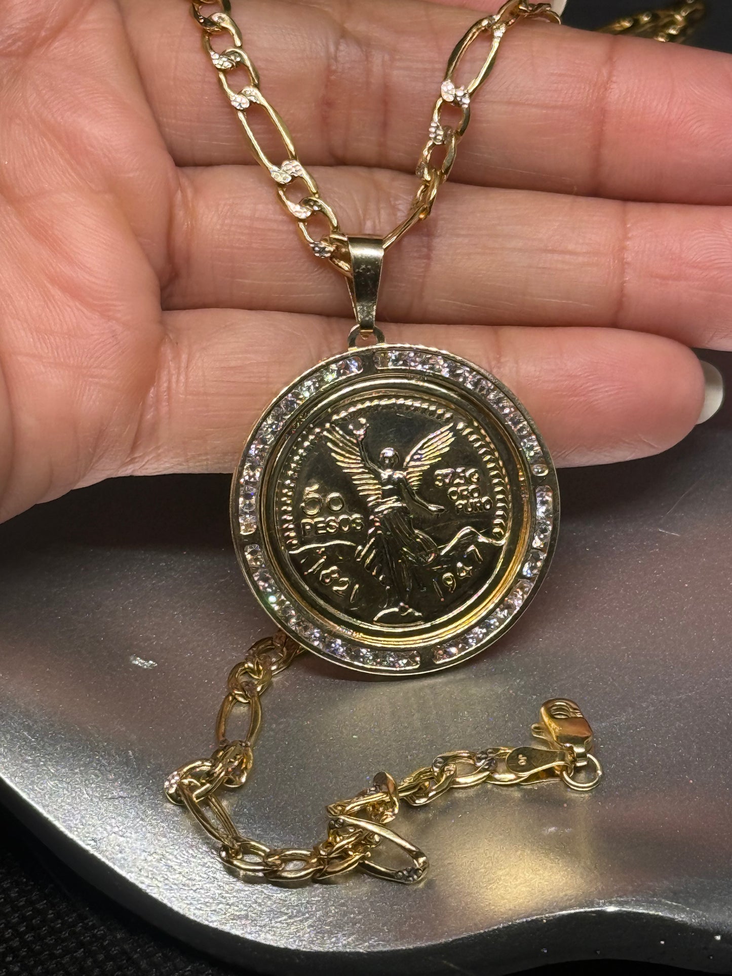 14K Gold Libertad Coin Necklace (50 Pesos Style)