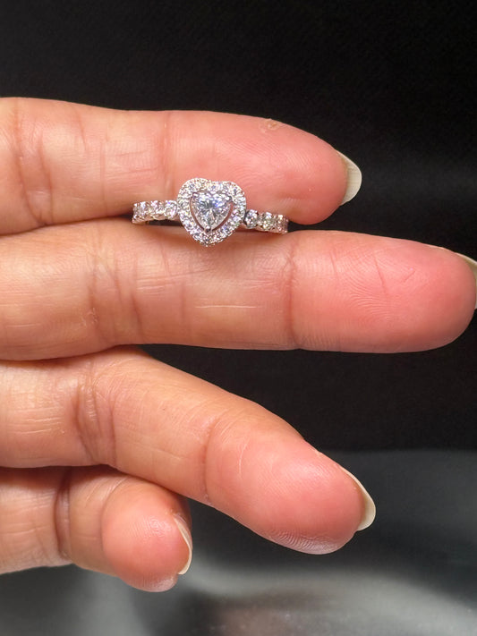 Moissanite Sterling Silver Heart Ring