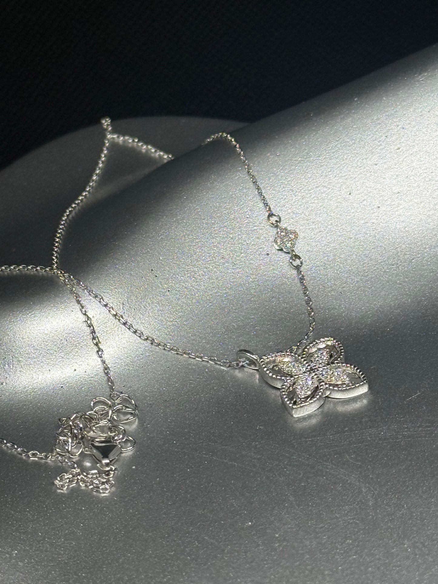 Sterling Silver Pavé Butterfly Necklace