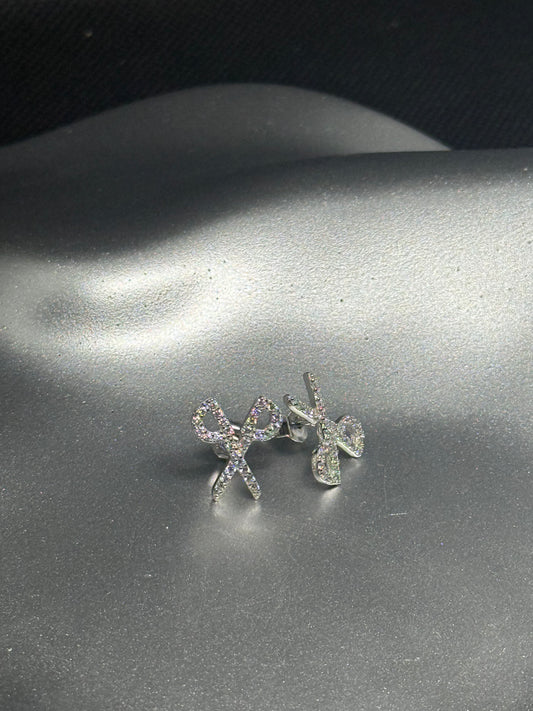 Sterling Silver Scissors Stud Earrings